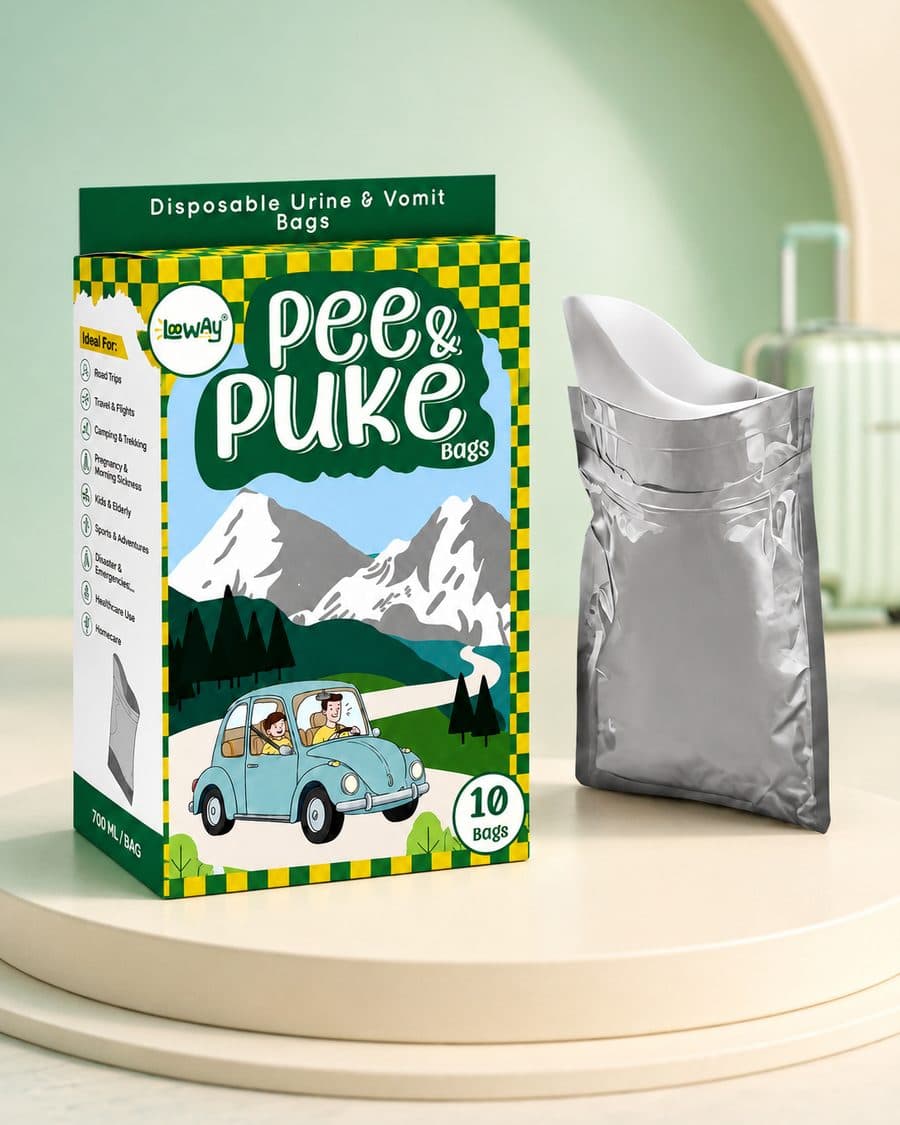 A pack of Looway pee and puke bags