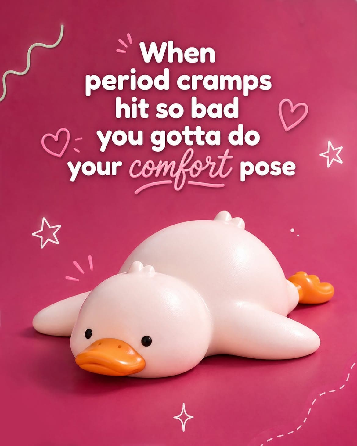 When period cramps hit so bad comfort pose